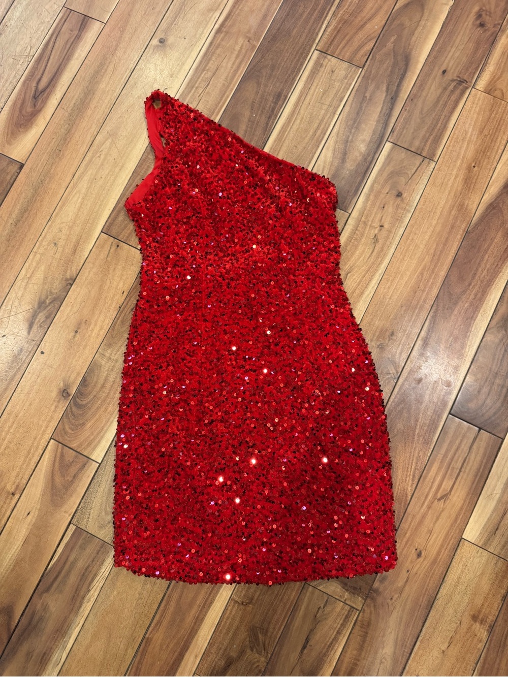 Red Sequin One-Shoulder